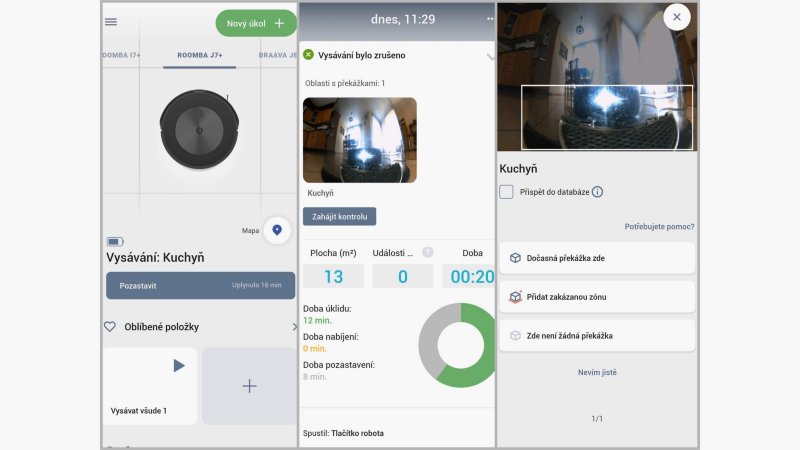 iRobot Roomba j7+ - screenshoty apklikácie iRobot Home