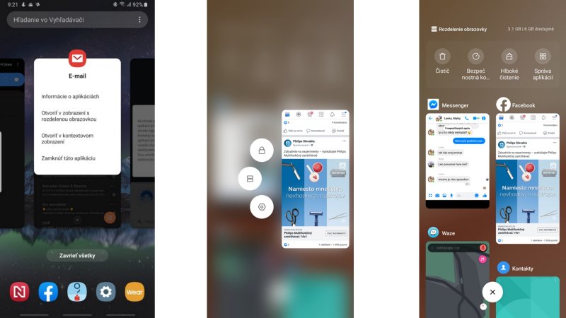 Rozdelenie obrazovky v Androide 9 - Samsung One UI a Xiaomi MIUI