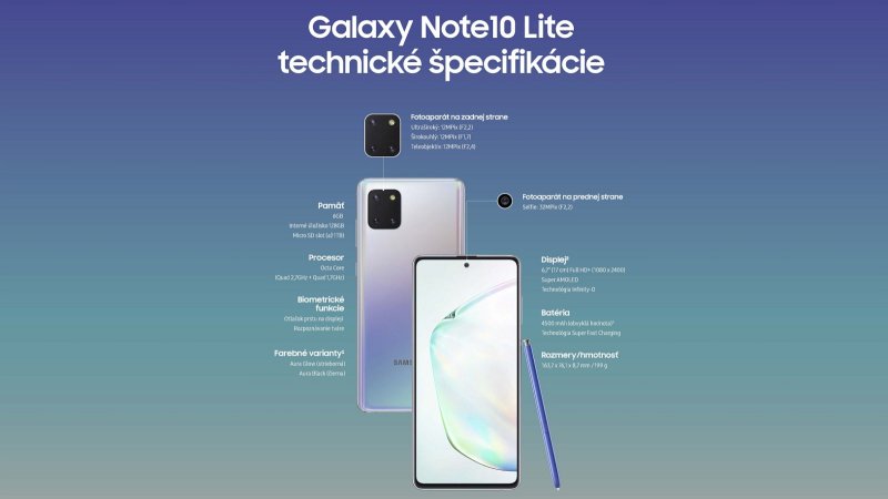 Samsung Galaxy Note 10 Lite špecifikácie