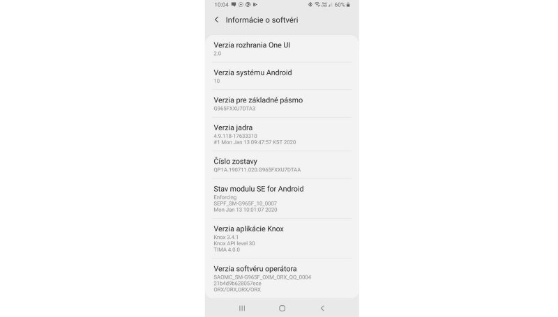 Samsung Galaxy S9+ update na Android 10