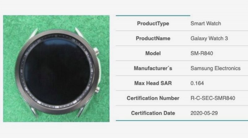 Samsung Galaxy Watch 3 - snímka z certifikačného procesu