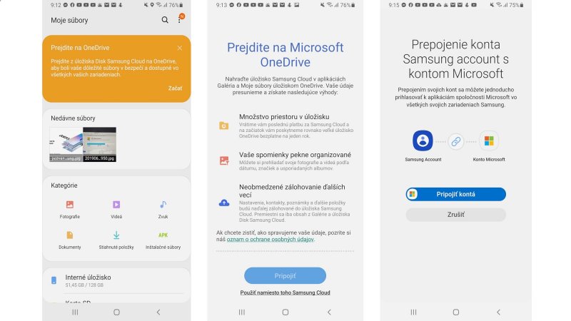 Samsung Cloud - prechod na OneDrive