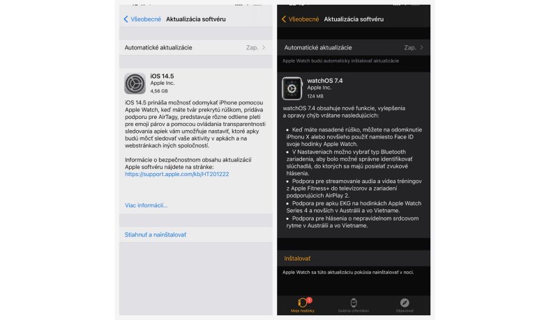 Apple sprístupnil aktualizáciu iOS 14.5 a watchOS 7.4 