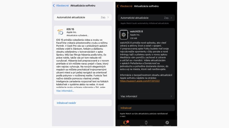 iOS 15 a watchOS 8 update
