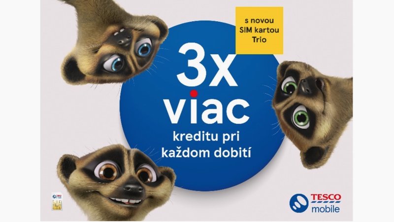 Tesco mobile: s kartou Trio získate pri každom dobití trikrát viac kreditu